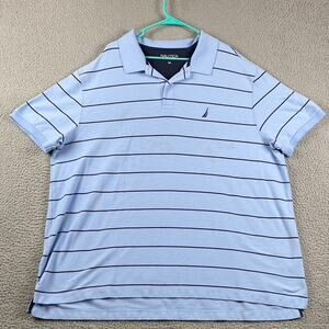 Nautica Men's 4XL Blue Navy Striped Performance Deck Polo Shirt Big Tall